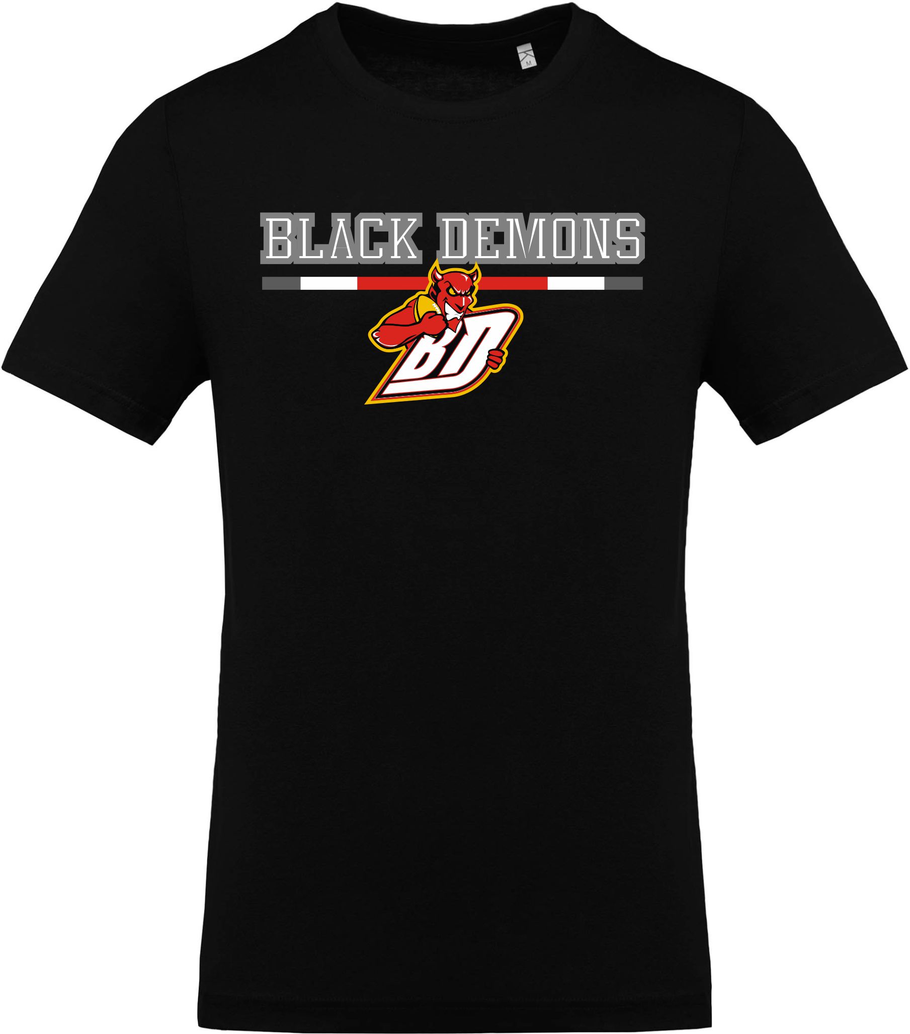 Strepito BD CAM01 Camiseta negra Black Demons franja /logo